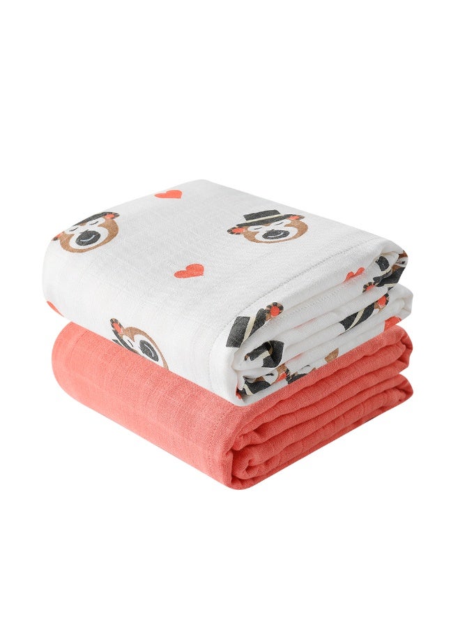 جي بي بطانية لفّ الأطفال من الموسلين من جود بيبي، 4 طبقات، 43 بوصة × 43 بوصة، عبوة من قطعتين، بطانية استقبال للأولاد والبنات، 110 × 110 سم، قابلة للتهوية، لفافة لفّ للأطفال حديثي الولادة، منشفة حمام ناعمة - Image 1